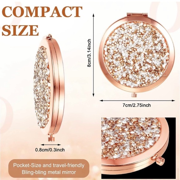 NEW!! Glam Compact Mirror - comes with pouch - Picture 4 of 6